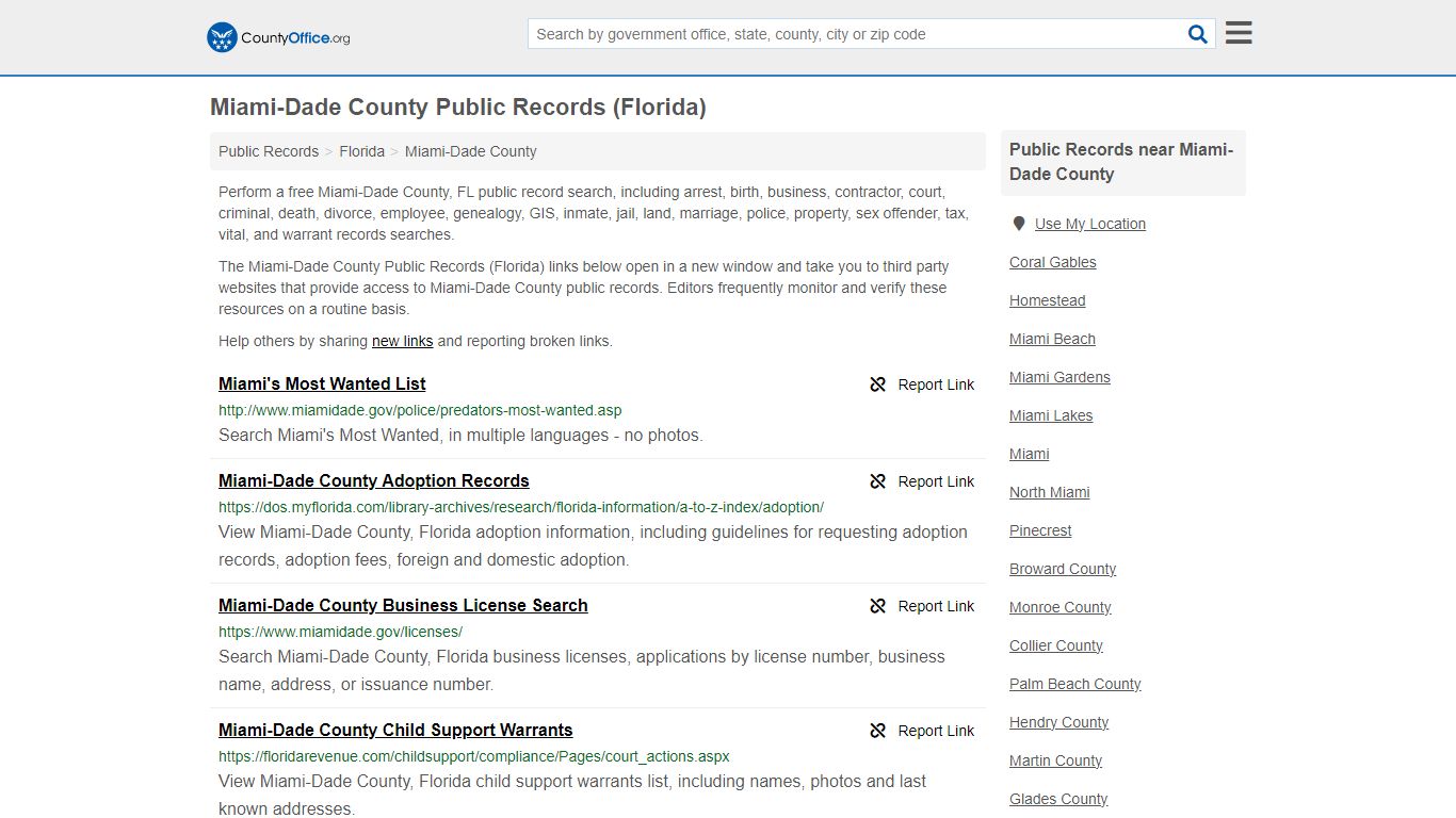 Miami-Dade County Public Records (Florida) - County Office